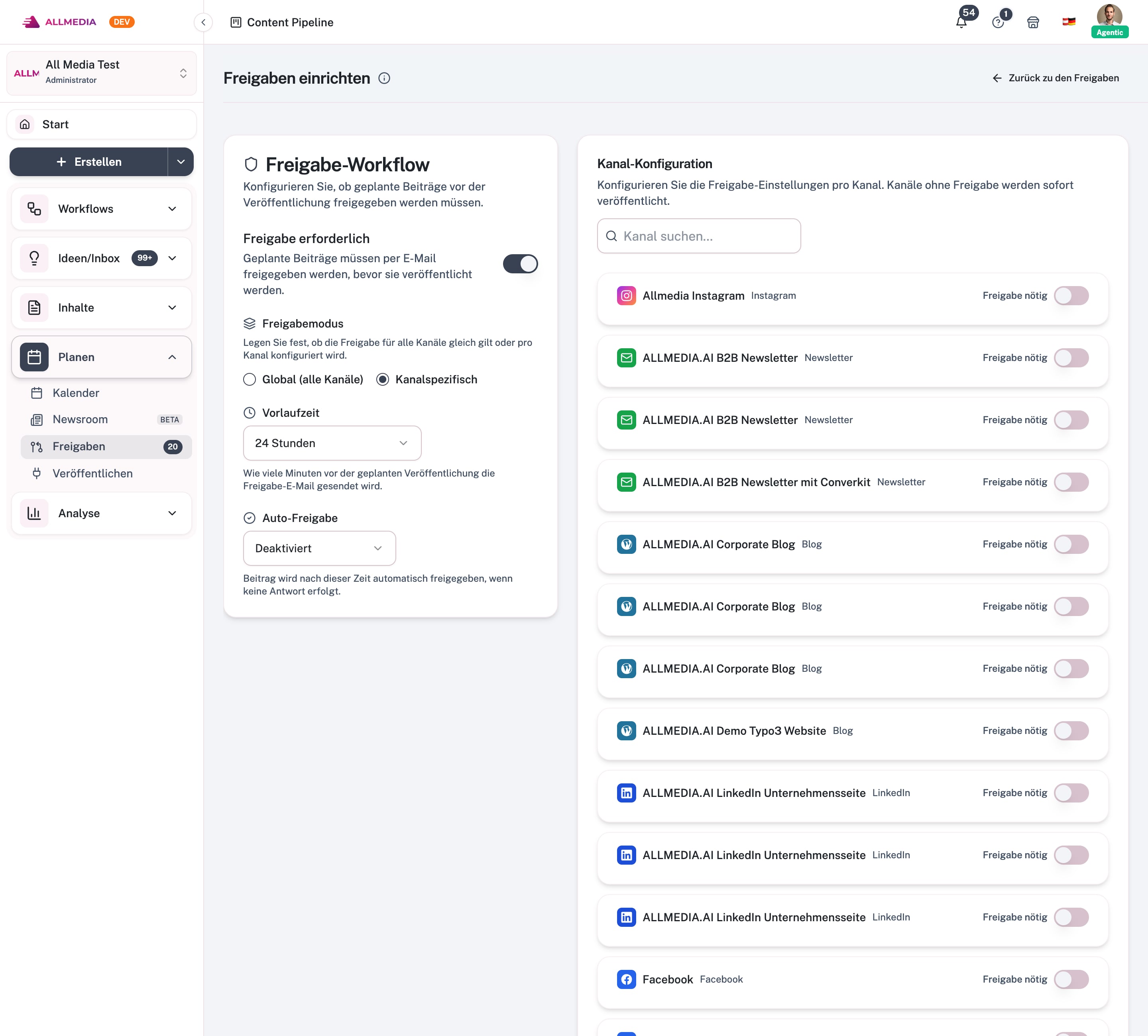 Pagina Configura approvazioni con tempo di anticipo e approvazione automatica