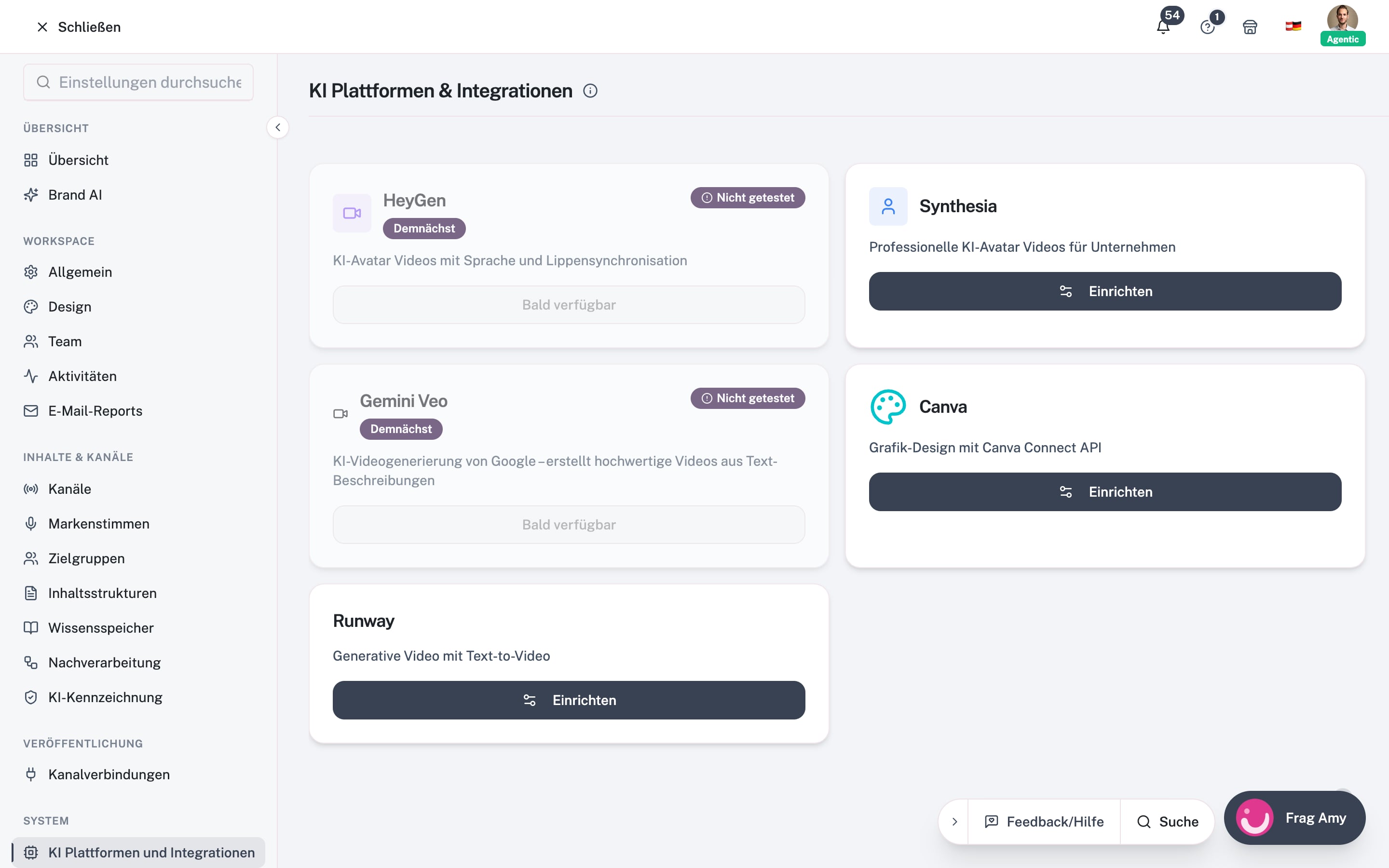 Pagina AI-platforms & -integraties met de kaarten van de beschikbare en aangekondigde AI-diensten